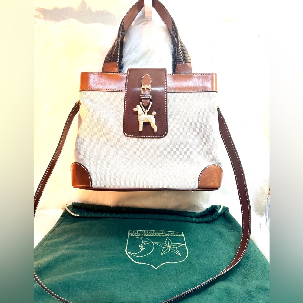 KIESELSTEIN-CORD LEATHER AND CANVAS
POODLE PURSE🤎🤍🐩